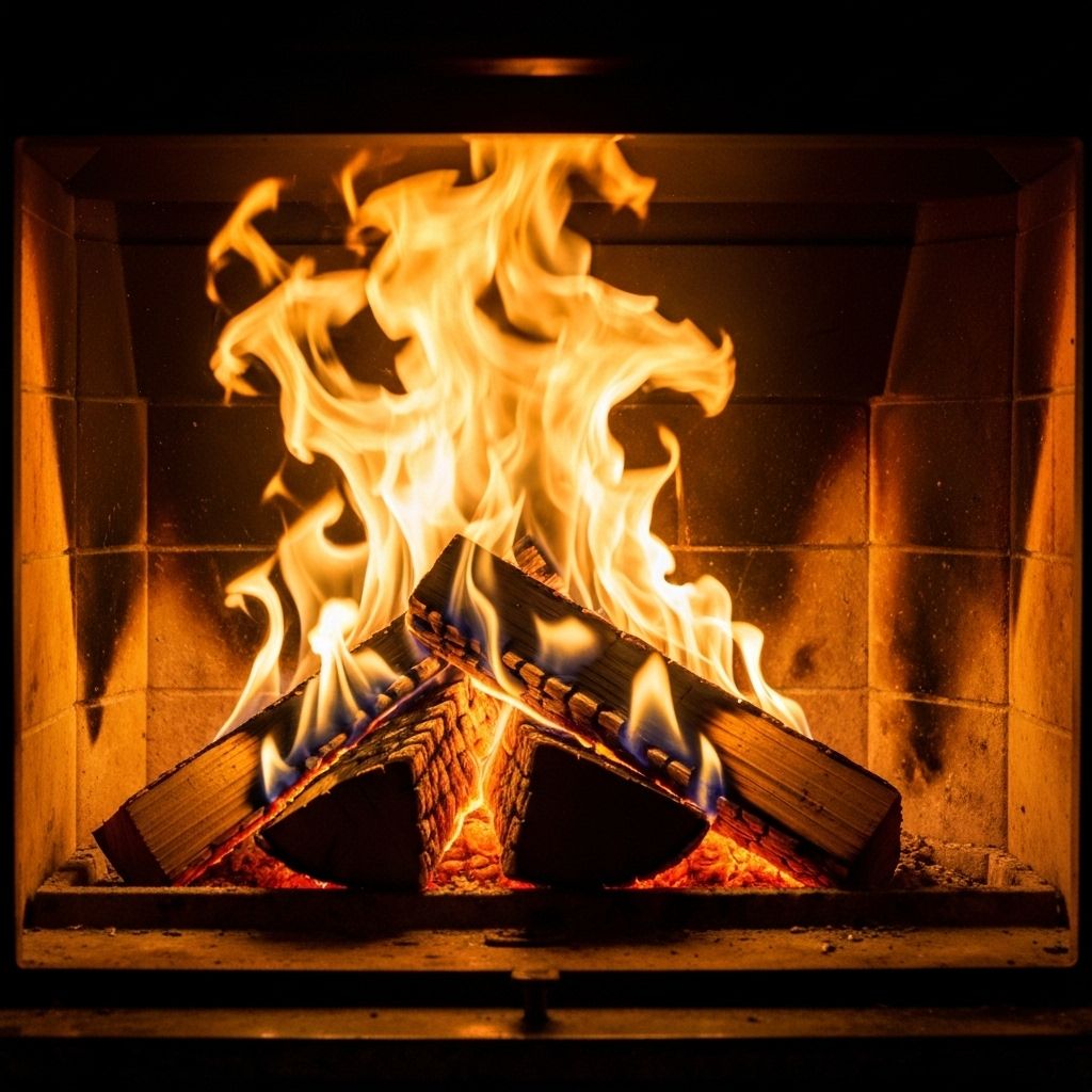 Warm fireplace flames