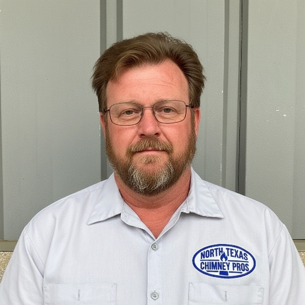 Henry McCormick, owner of North Texas Chimney Pros, wearing company uniform with logo